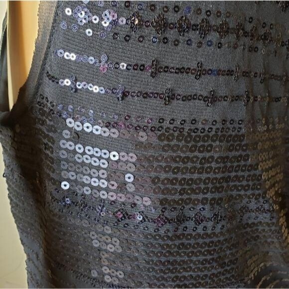 Max Studio navy blue Black Sequin Sleeveless Dress size Medium dinner date dres - Picture 6 of 8